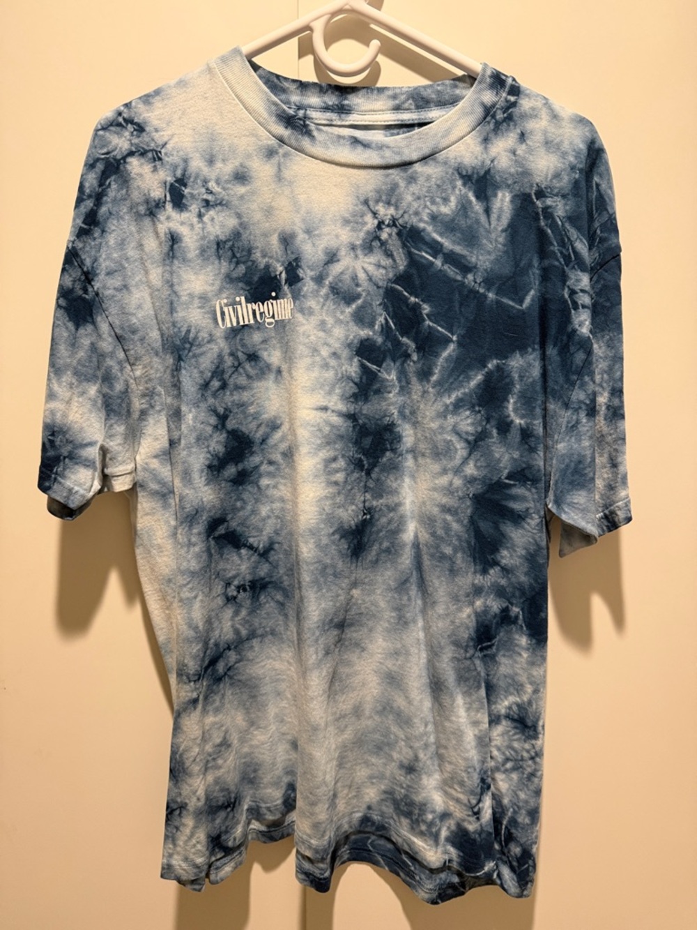Blue Tie-Dye Short Sleeve Tee with Subtle Logo